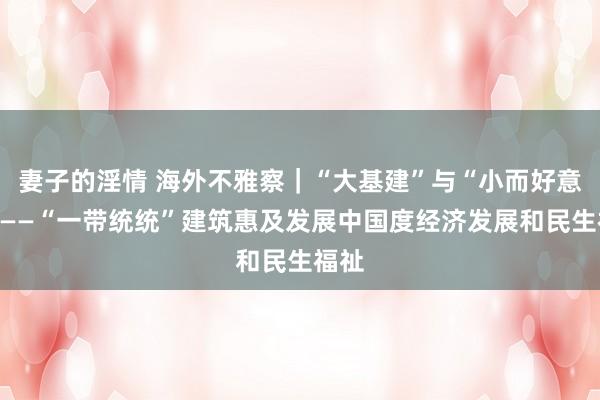 妻子的淫情 海外不雅察｜“大基建”与“小而好意思”——“一带统统”建筑惠及发展中国度经济发展和民生福祉
