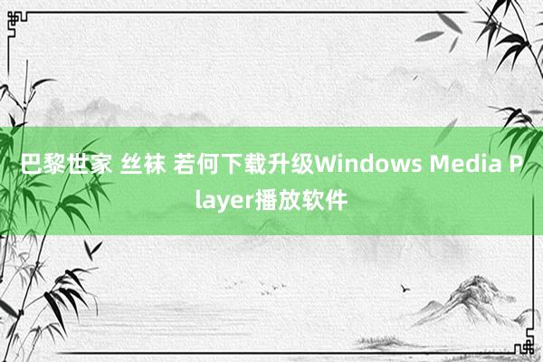 巴黎世家 丝袜 若何下载升级Windows Media Player播放软件