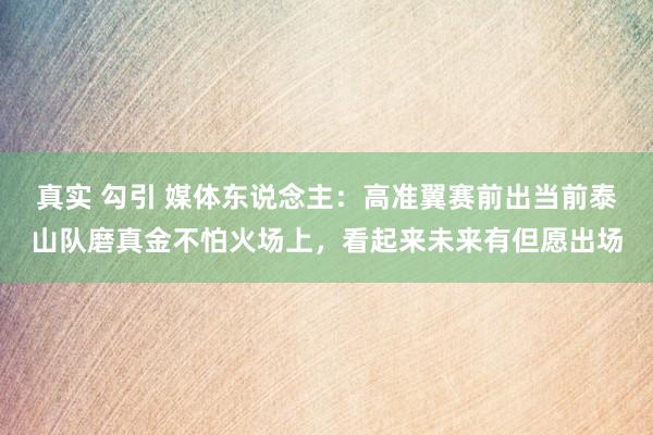 真实 勾引 媒体东说念主：高准翼赛前出当前泰山队磨真金不怕火场上，看起来未来有但愿出场